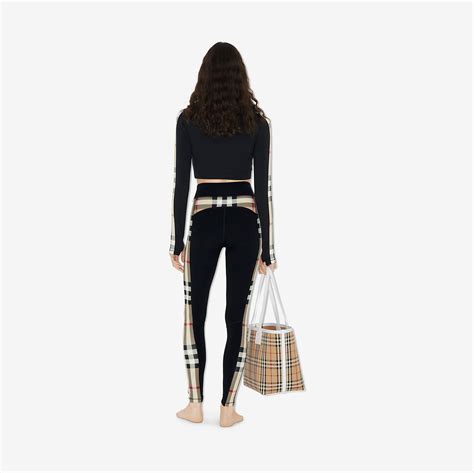 black burberry leggings|check trim stretch jersey leggings.